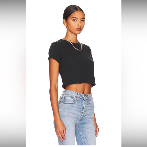 RE/DONE x Hanes Cropped 60's Slim Tee Black T-Shirt Large - Picture 2 of 4